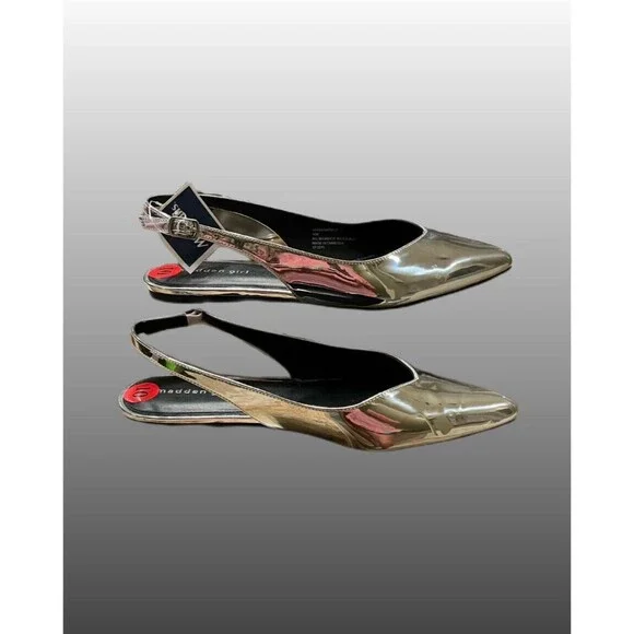 “Madden Girl” Slingback Metallic Silver Mirror Flats Size 10 *New - Picture 2 of 6